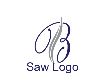 swooshes with abstract script font letter B