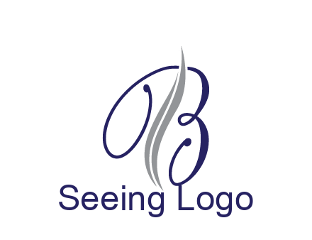 swooshes with abstract script font letter B