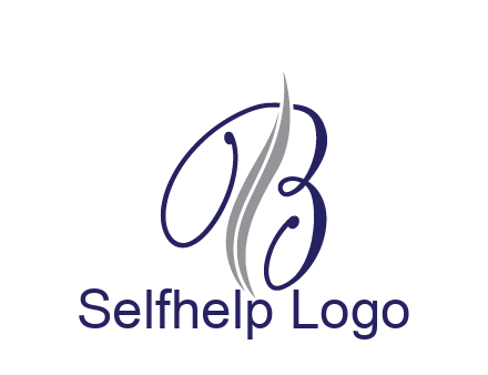 swooshes with abstract script font letter B