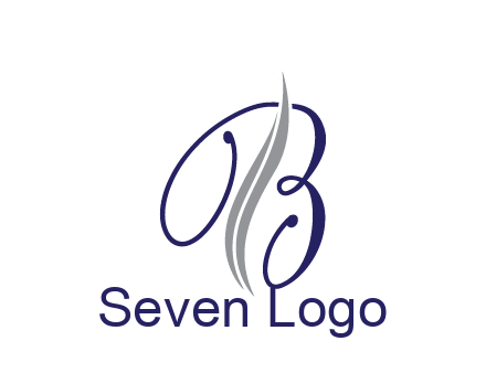 swooshes with abstract script font letter B