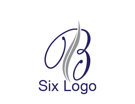swooshes with abstract script font letter B