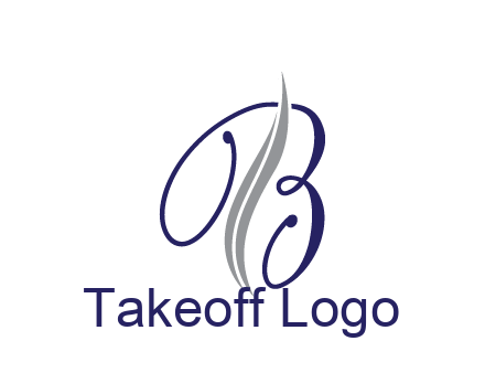 swooshes with abstract script font letter B
