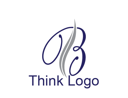 swooshes with abstract script font letter B