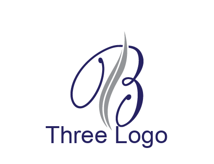 swooshes with abstract script font letter B