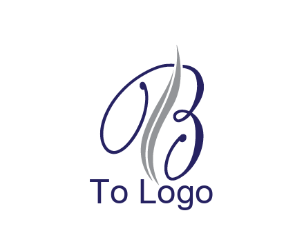 swooshes with abstract script font letter B
