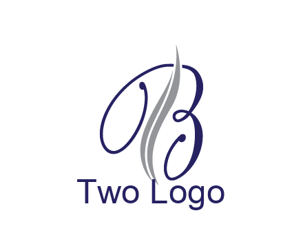 swooshes with abstract script font letter B