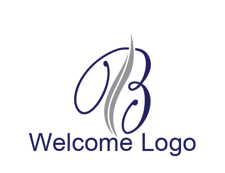 swooshes with abstract script font letter B