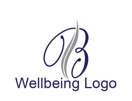 swooshes with abstract script font letter B
