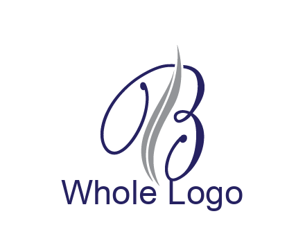swooshes with abstract script font letter B
