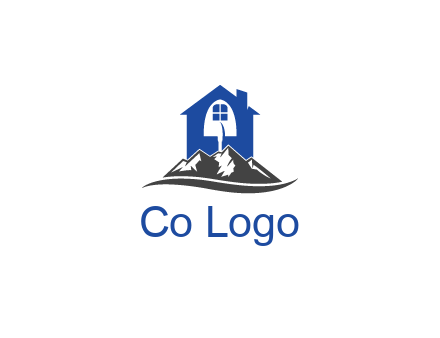 negative spacing shovel in house behind mountains with swoosh
