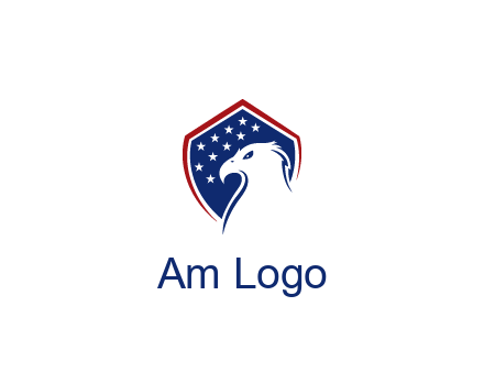 negative spacing eagle head with in shield with stars