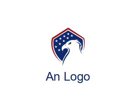 negative spacing eagle head with in shield with stars