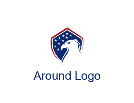 negative spacing eagle head with in shield with stars