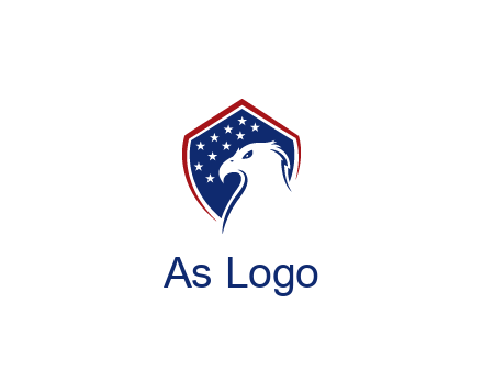 negative spacing eagle head with in shield with stars