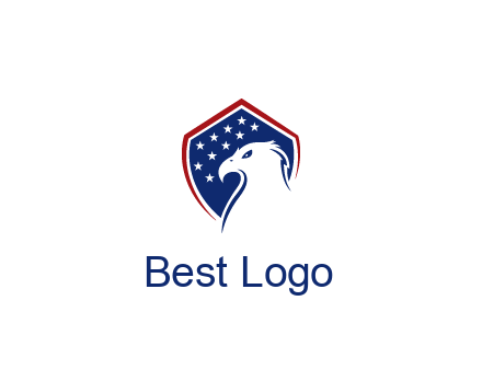 negative spacing eagle head with in shield with stars