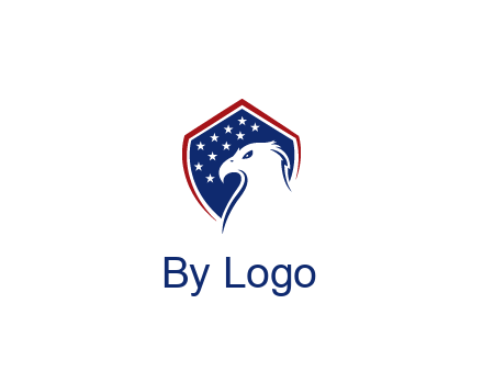 negative spacing eagle head with in shield with stars