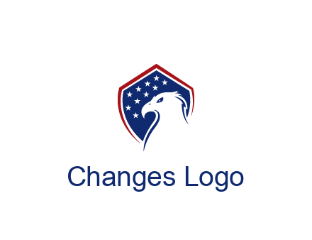 negative spacing eagle head with in shield with stars