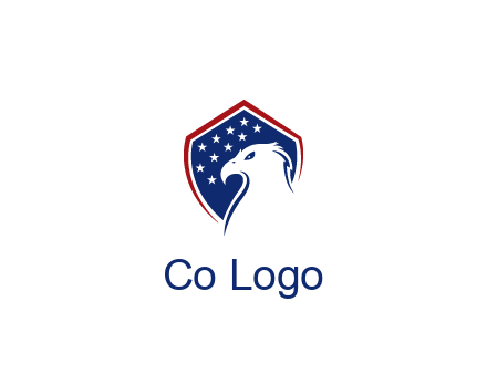 negative spacing eagle head with in shield with stars