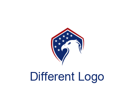 negative spacing eagle head with in shield with stars