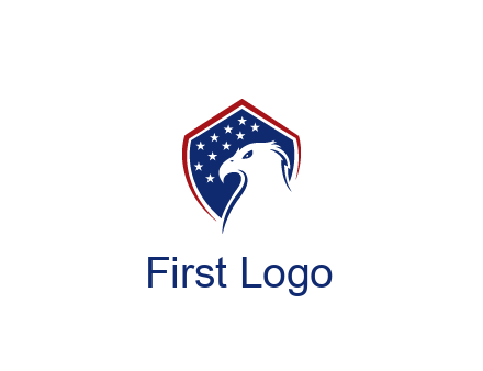 negative spacing eagle head with in shield with stars