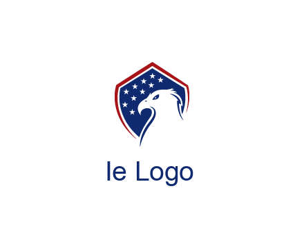 negative spacing eagle head with in shield with stars