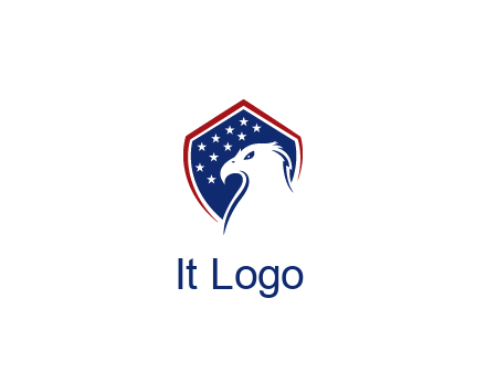 negative spacing eagle head with in shield with stars