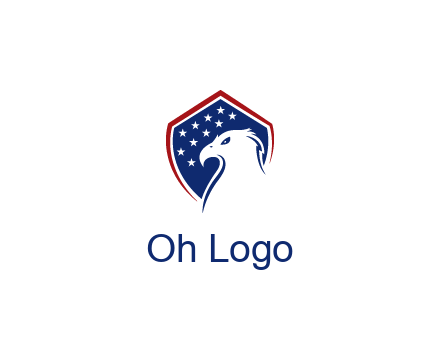 negative spacing eagle head with in shield with stars