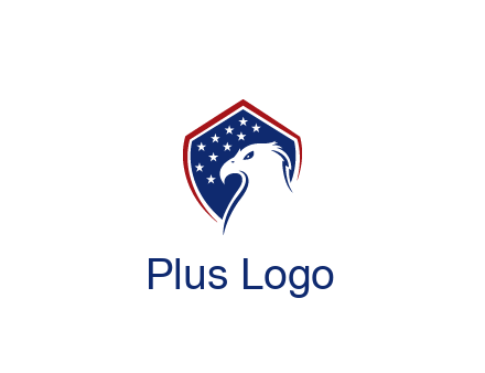 negative spacing eagle head with in shield with stars