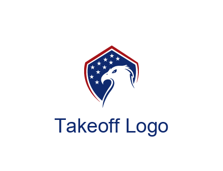 negative spacing eagle head with in shield with stars