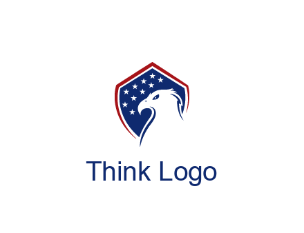 negative spacing eagle head with in shield with stars