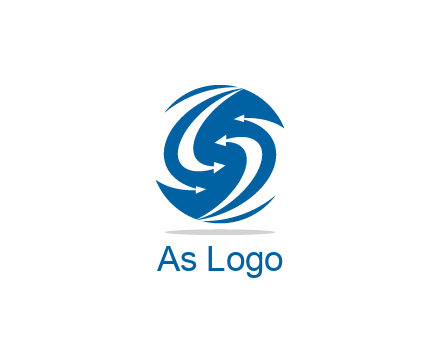 negative spacing curved arrows forming letter S in circle