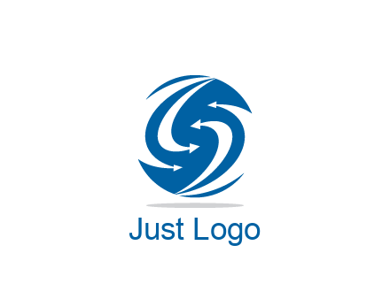 negative spacing curved arrows forming letter S in circle