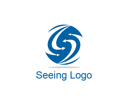 negative spacing curved arrows forming letter S in circle