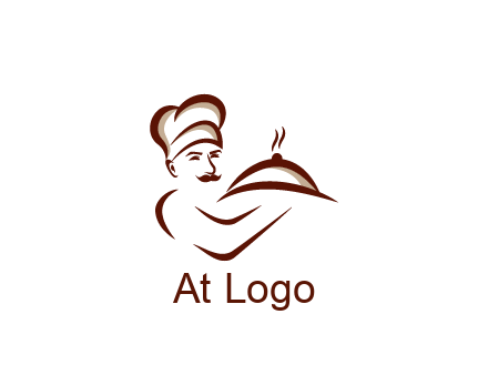 line art chef holding dish