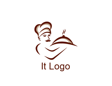 line art chef holding dish