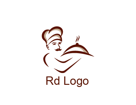 line art chef holding dish