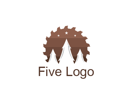 negative spacing pine trees in saw blade with night sky