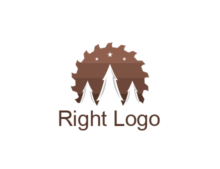 negative spacing pine trees in saw blade with night sky