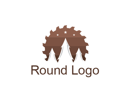negative spacing pine trees in saw blade with night sky