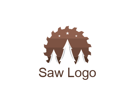 negative spacing pine trees in saw blade with night sky