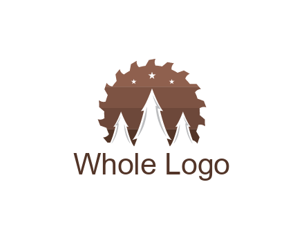 negative spacing pine trees in saw blade with night sky