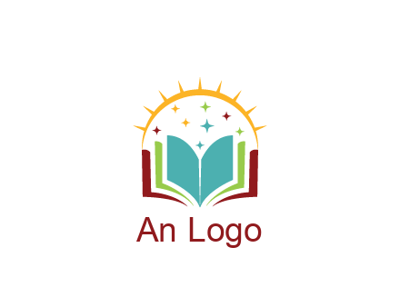 abstract book with stars and sun