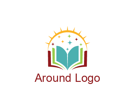 abstract book with stars and sun