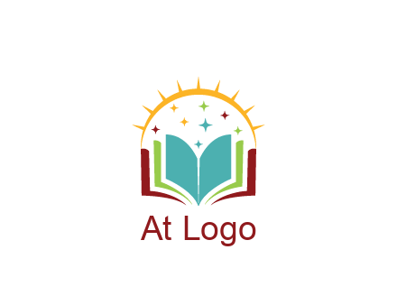 abstract book with stars and sun