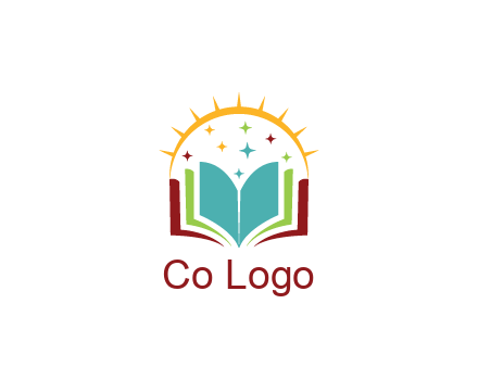 abstract book with stars and sun