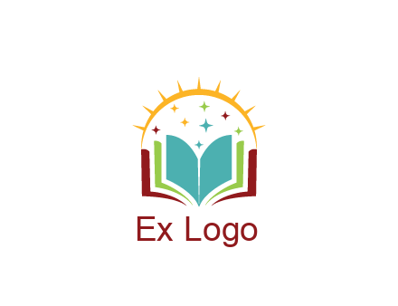 abstract book with stars and sun
