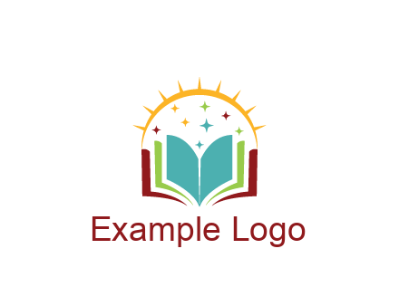 abstract book with stars and sun