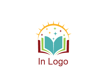 abstract book with stars and sun
