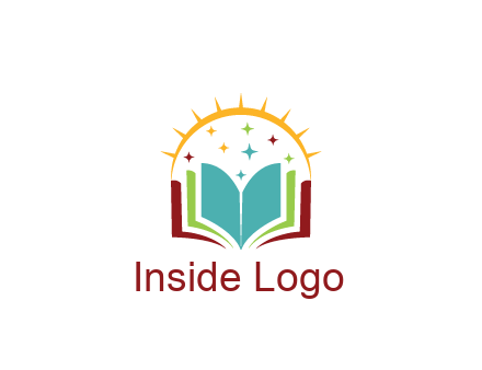 abstract book with stars and sun