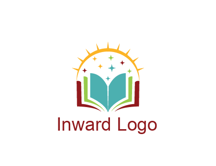 abstract book with stars and sun